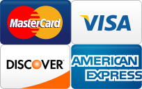 We accept VISA, MasterCard, Discover and American Express
